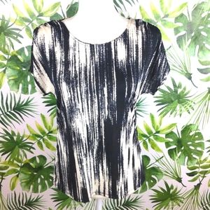 Jaclyn Smith Black & White Striped Top (Size: Small)